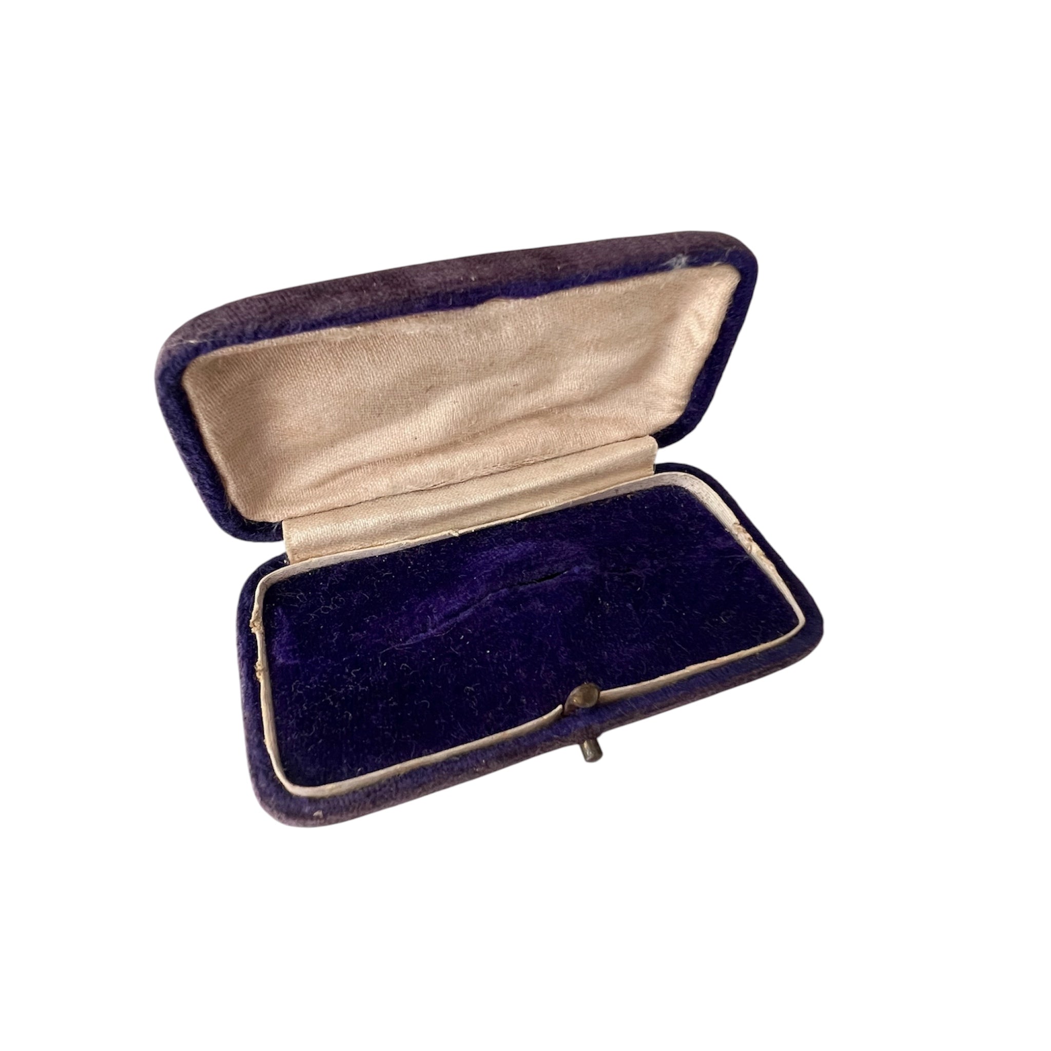 Antique Purple Velvet Brooch Box, Small Jewellery Presentation Case, Vintage Pin Display Box