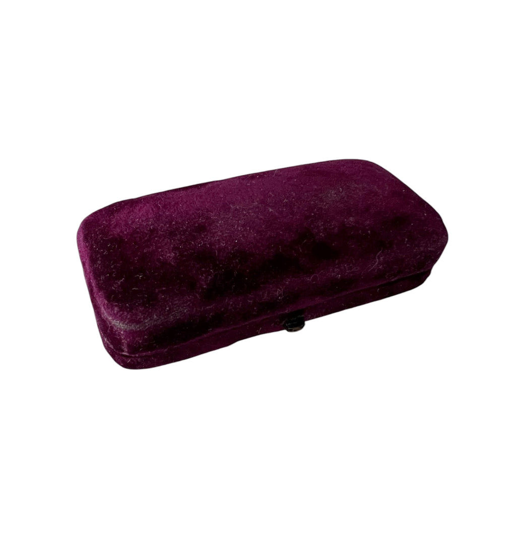 Antique Burgundy Velvet Brooch Case Victorian Jewellery Display
