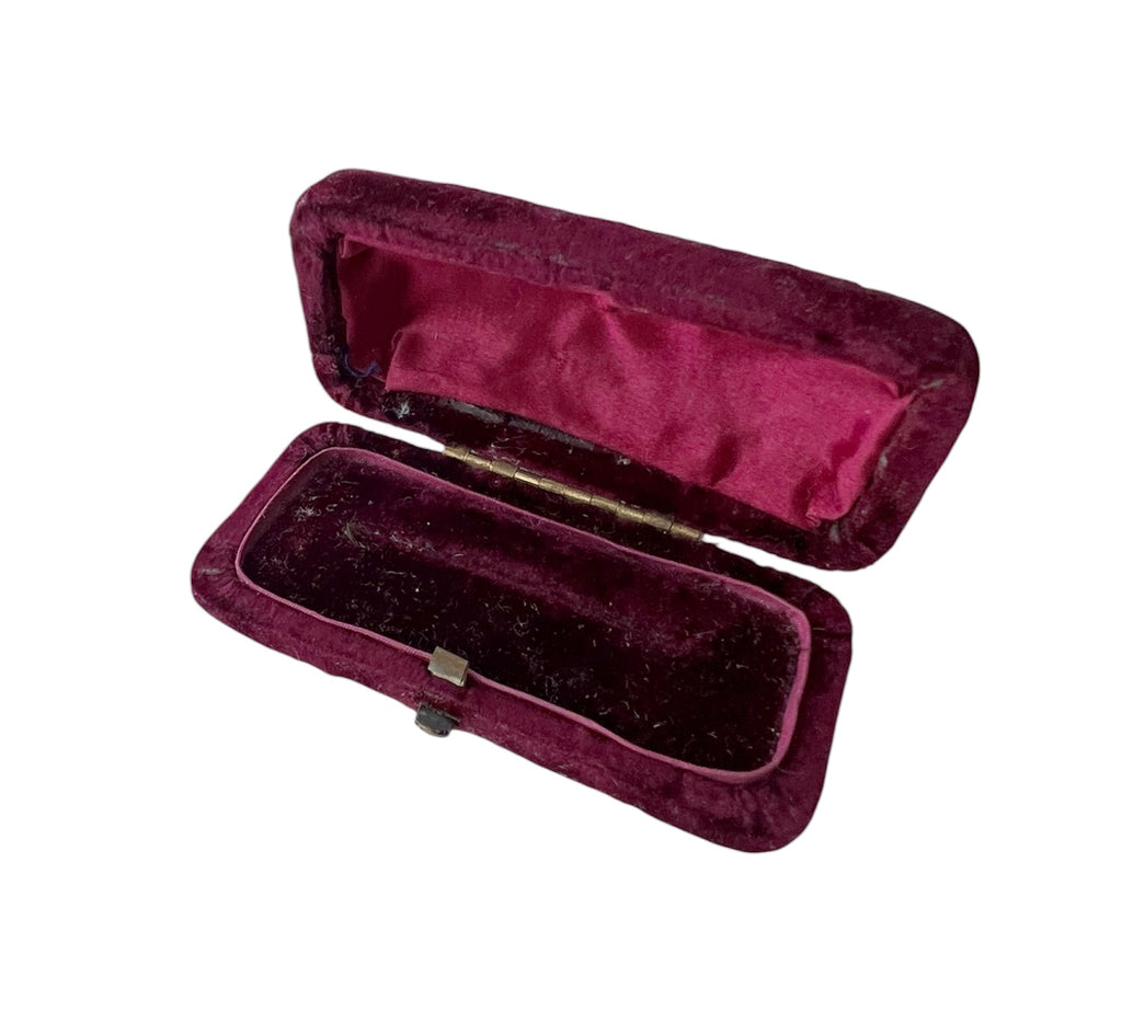Antique Burgundy Velvet Brooch Case Victorian Jewellery Display