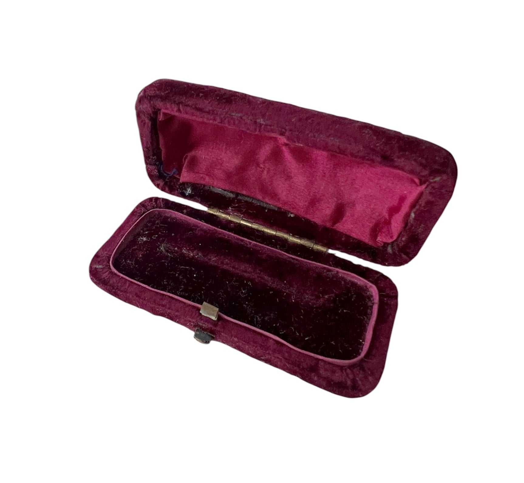 Antique Burgundy Velvet Brooch Case Victorian Jewellery Display