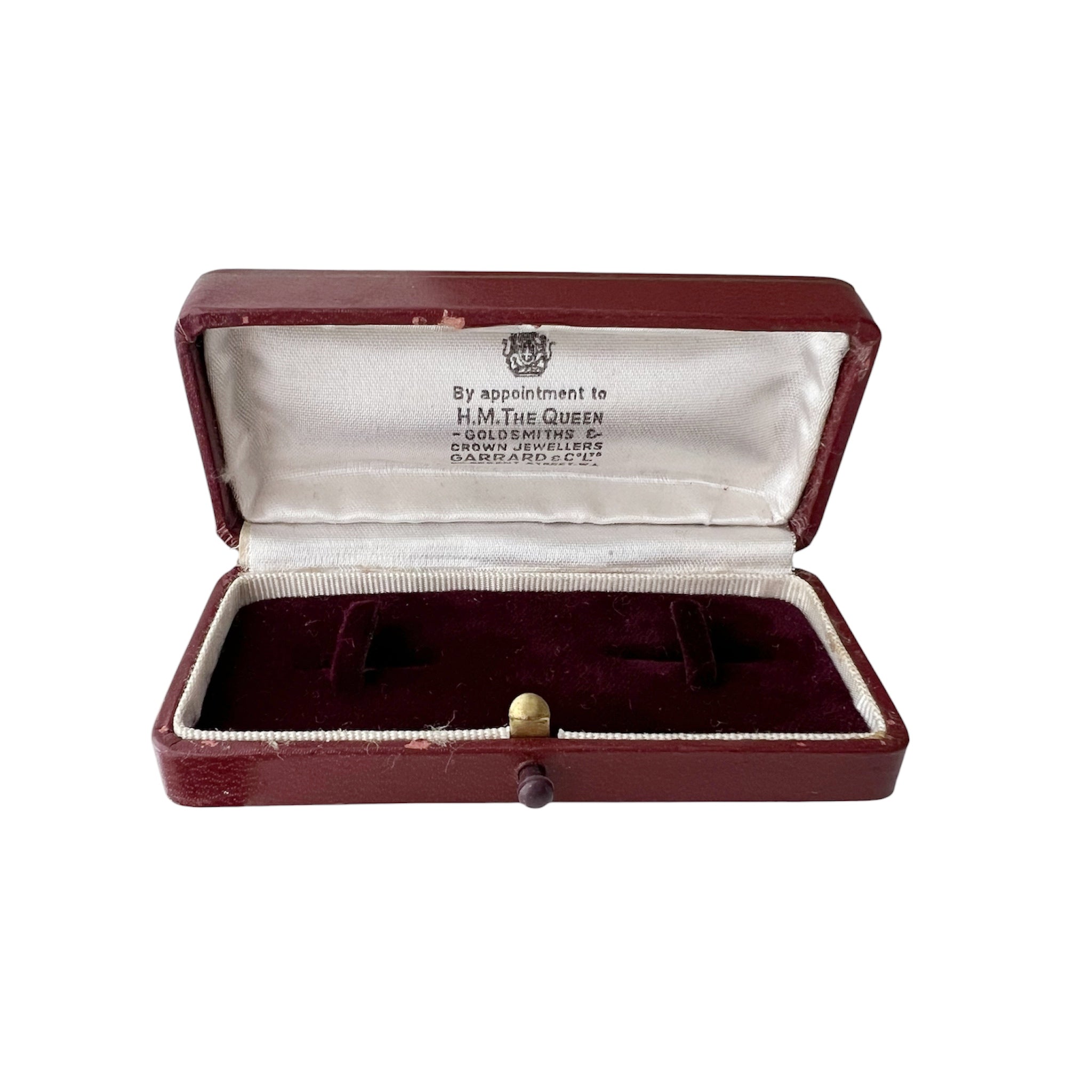 Vintage Garrard Jewellery Case Royal Appointment Burgundy Velvet Display