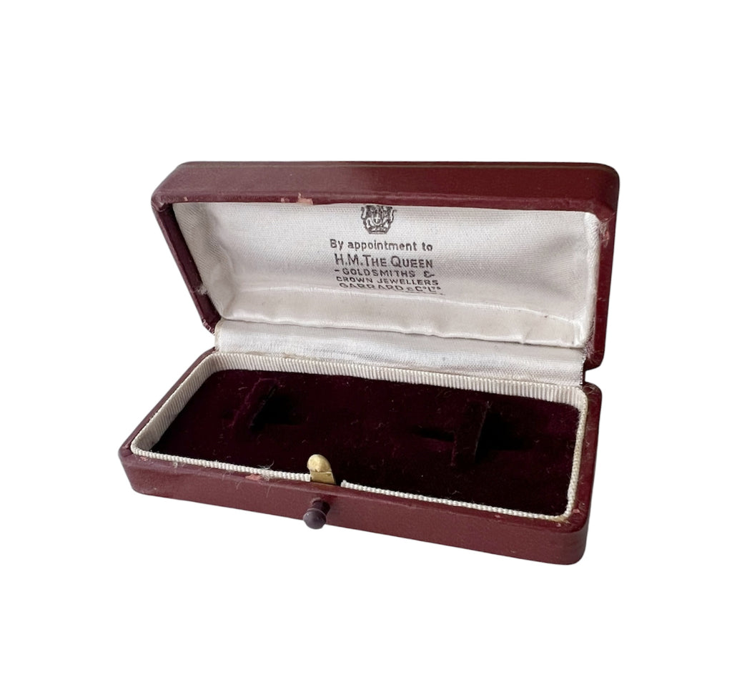 Vintage Garrard Jewellery Case Royal Appointment Burgundy Velvet Display