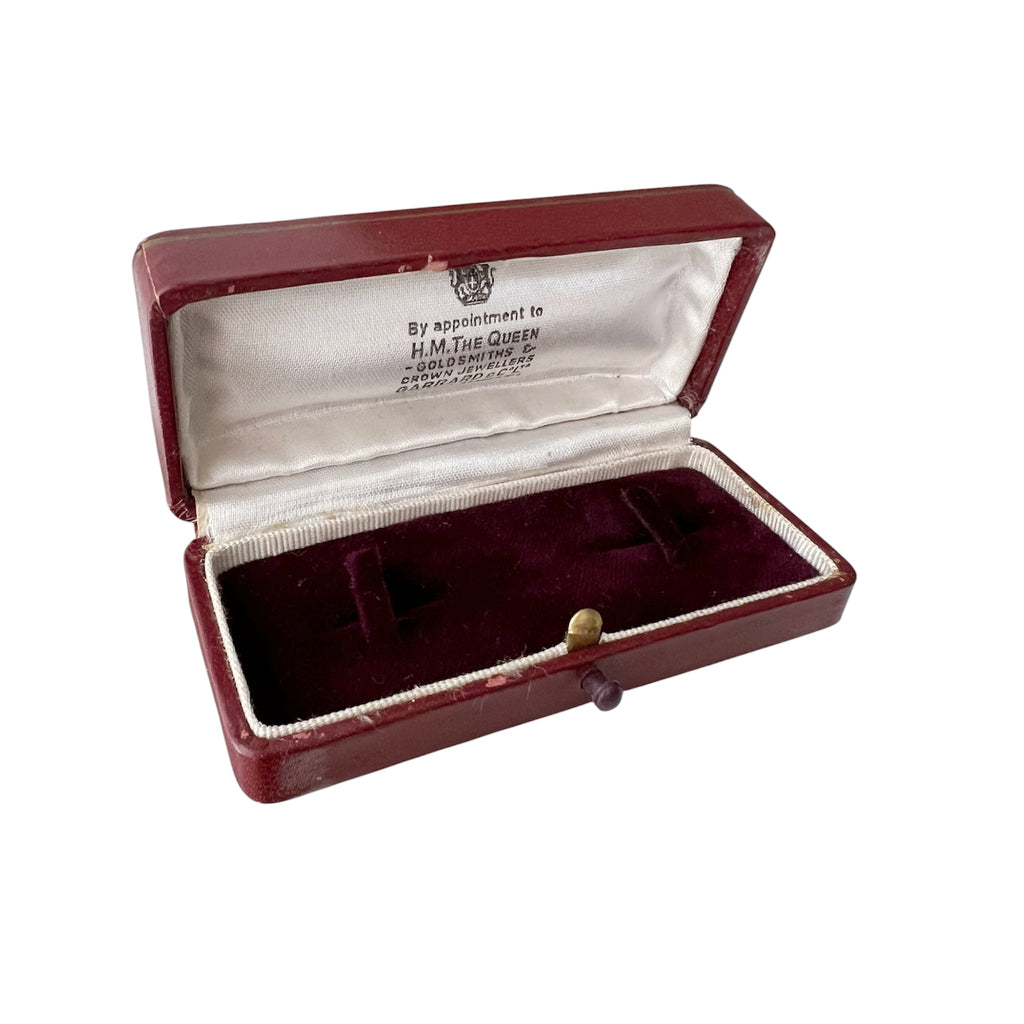 Vintage Garrard Jewellery Case Royal Appointment Burgundy Velvet Display