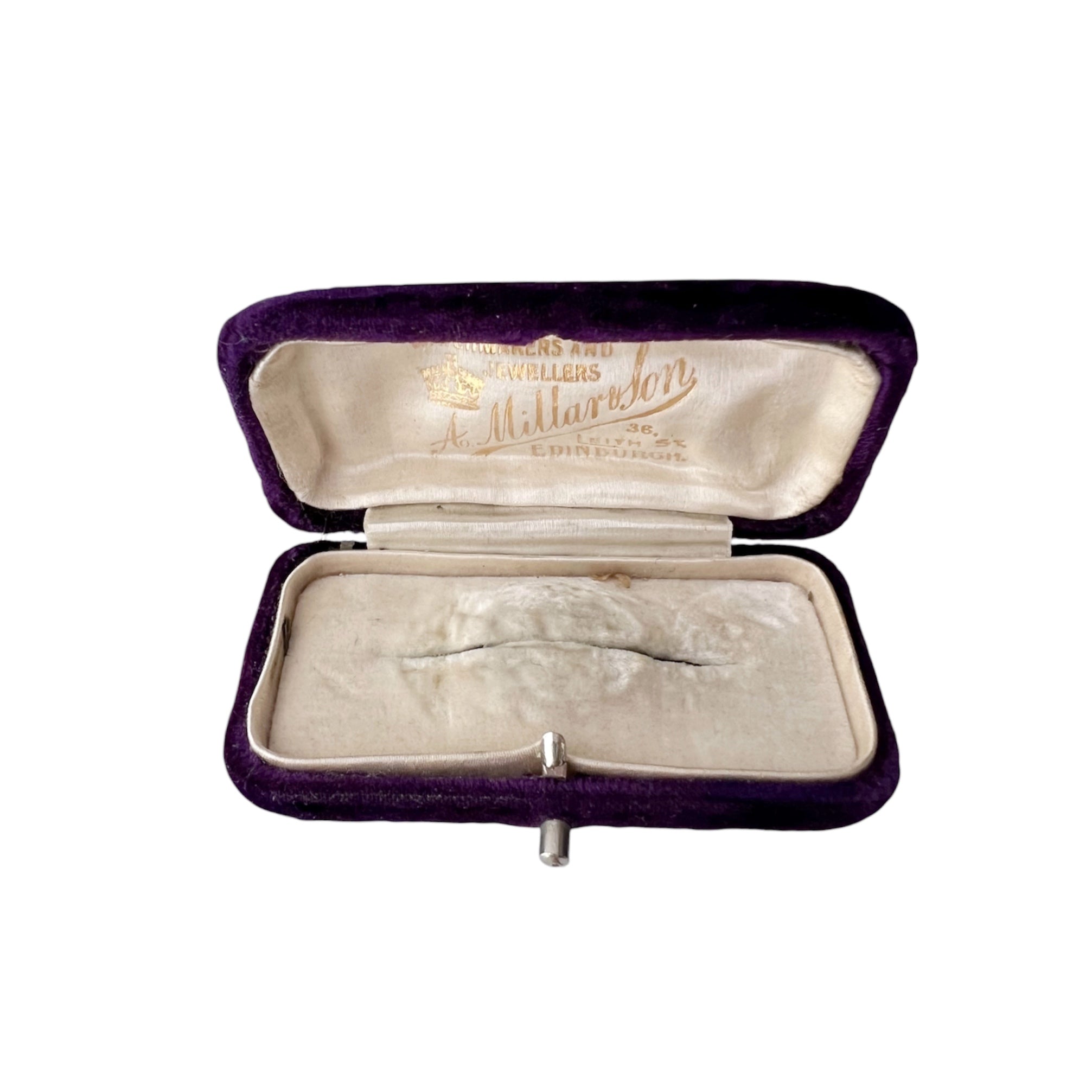 Antique Purple Velvet Brooch Case A Millar & Son Edinburgh
