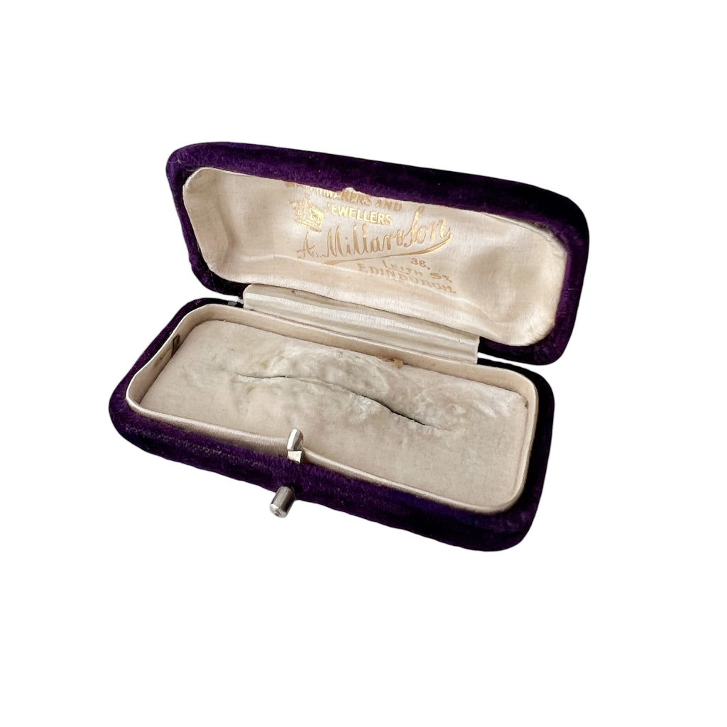Antique Purple Velvet Brooch Case A Millar & Son Edinburgh