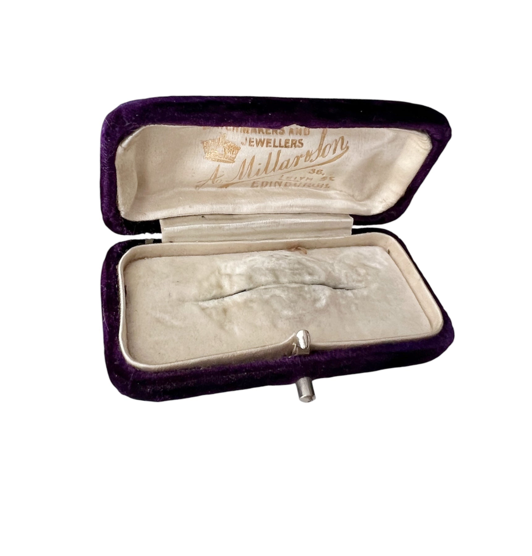 Antique Purple Velvet Brooch Case A Millar & Son Edinburgh