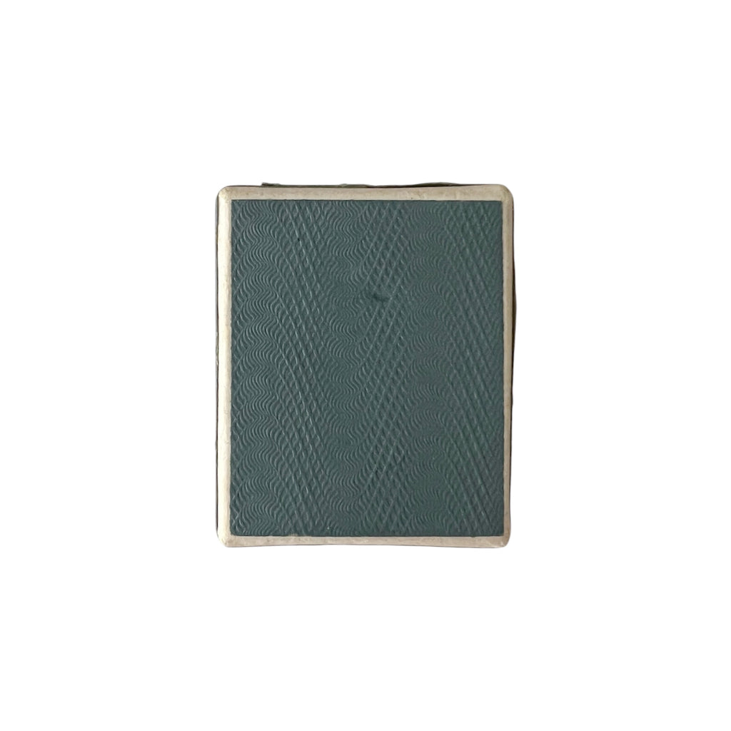Vintage Textured Cardboard Ring Box Teal Black Velvet Slot