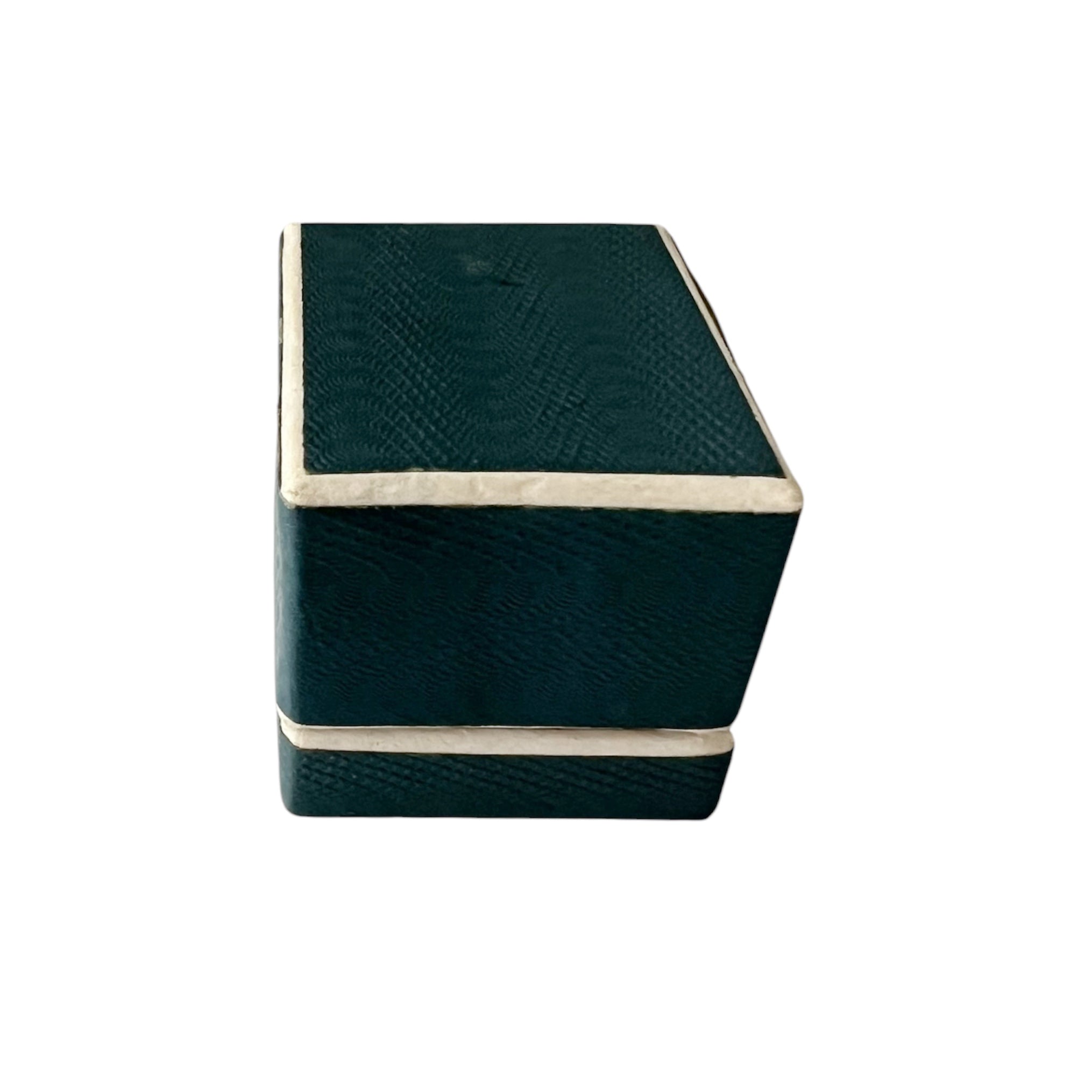 Vintage Textured Cardboard Ring Box Teal Black Velvet Slot