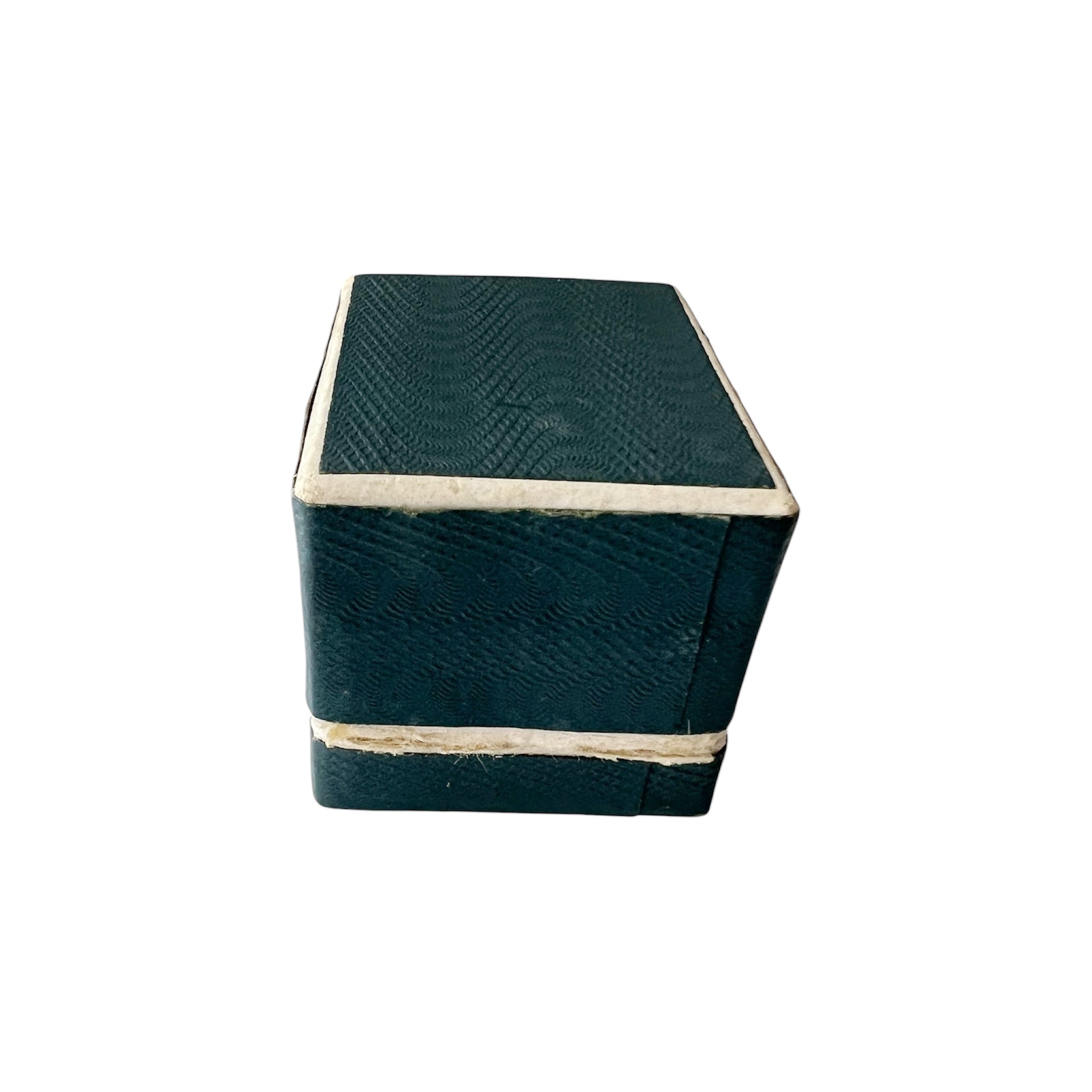 Vintage Textured Cardboard Ring Box Teal Black Velvet Slot