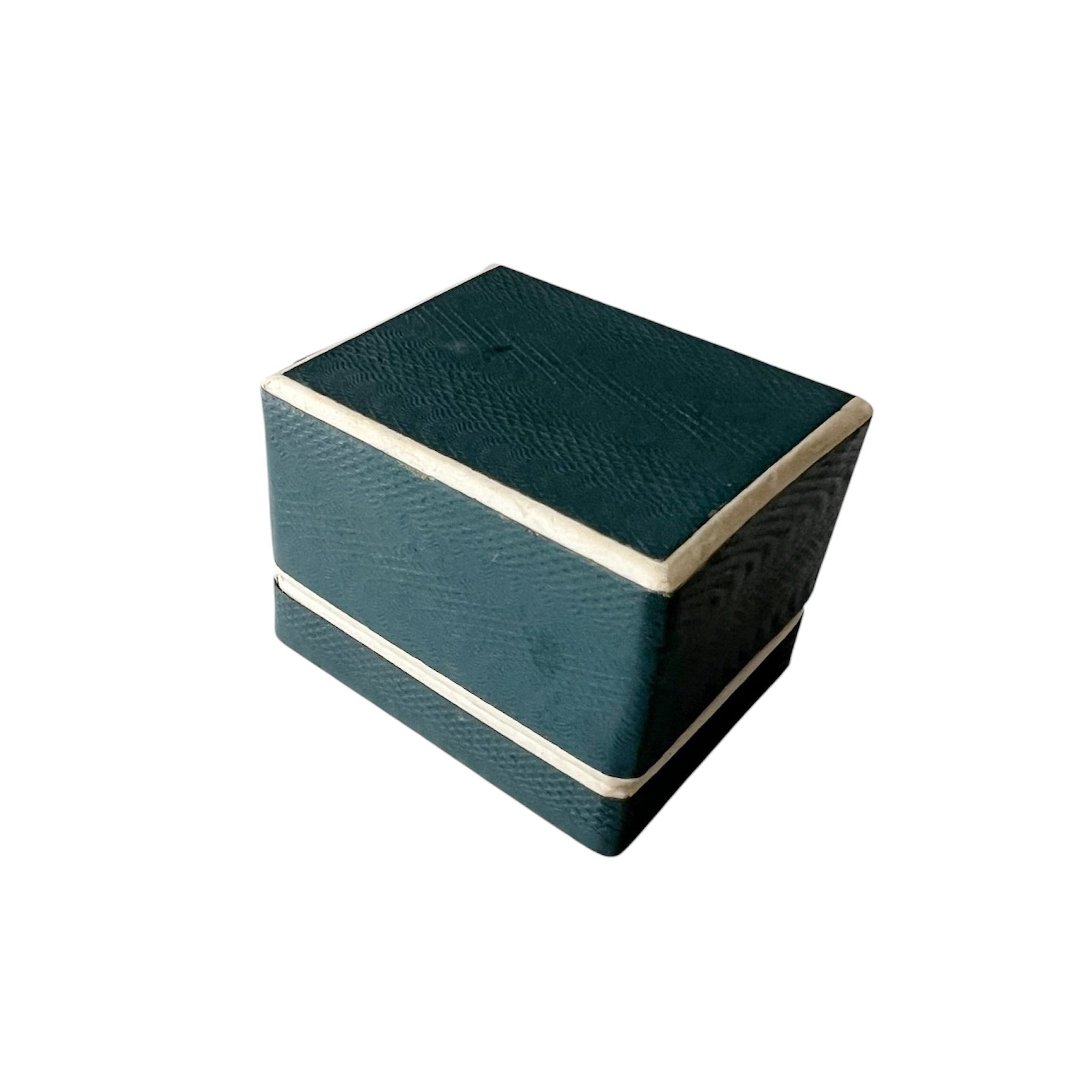 Vintage Textured Cardboard Ring Box Teal Black Velvet Slot