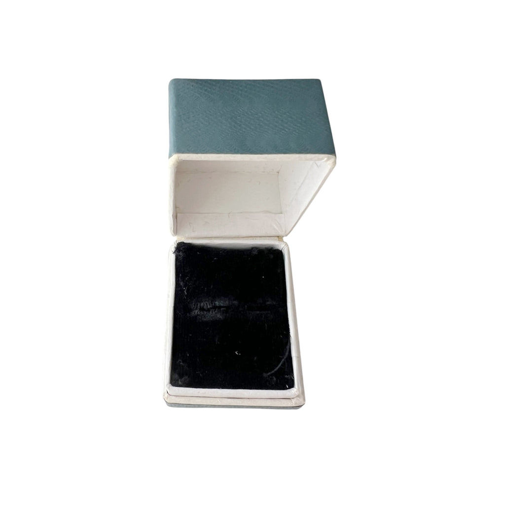 Vintage Textured Cardboard Ring Box Teal Black Velvet Slot