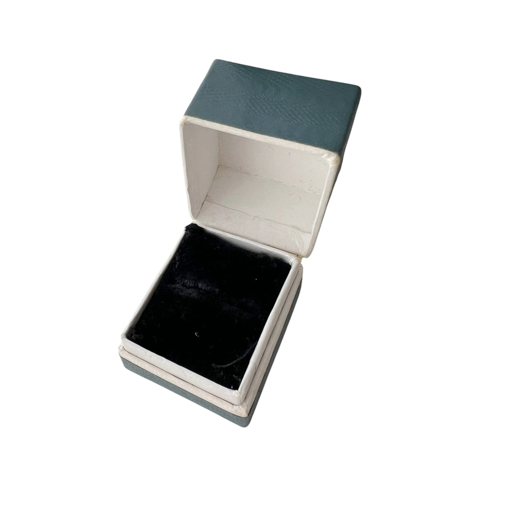 Vintage Textured Cardboard Ring Box Teal Black Velvet Slot