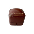 Antique Brown Leather Ring Box Gilt Trim Cream Velvet Interior