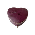 Antique Heart Leather Jewellery Box Purple Velvet Satin Interior