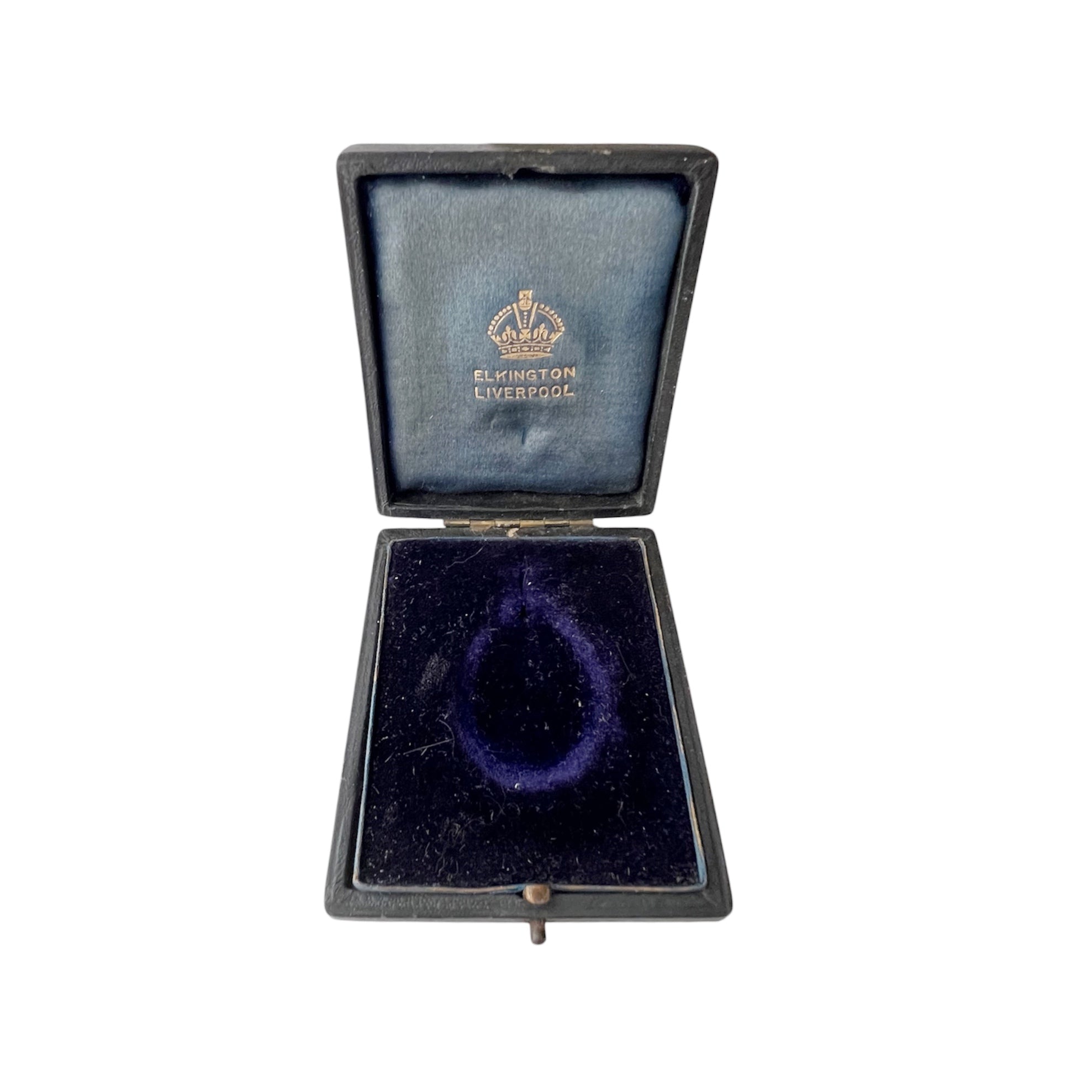 Antique Elkington Liverpool Jewellery Case Blue Velvet Medal Display