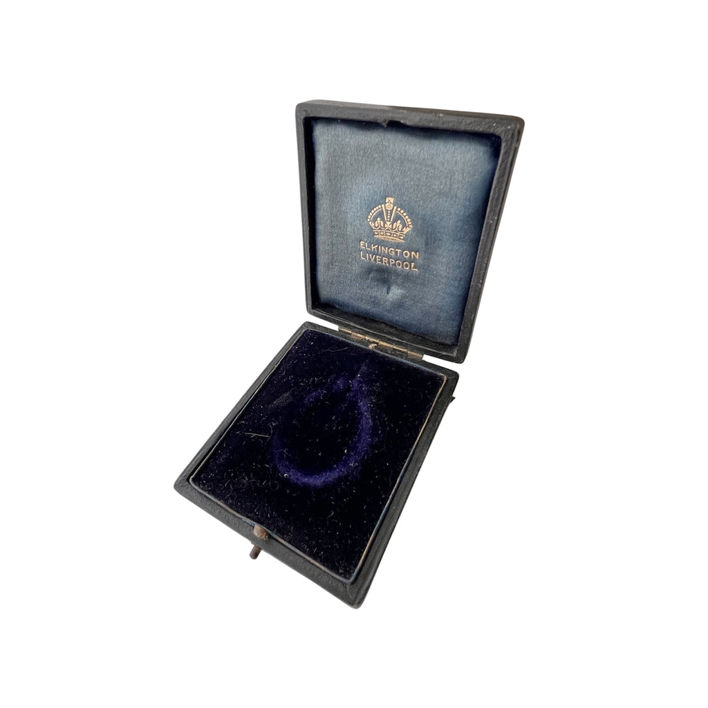 Antique Elkington Liverpool Jewellery Case Blue Velvet Medal Display