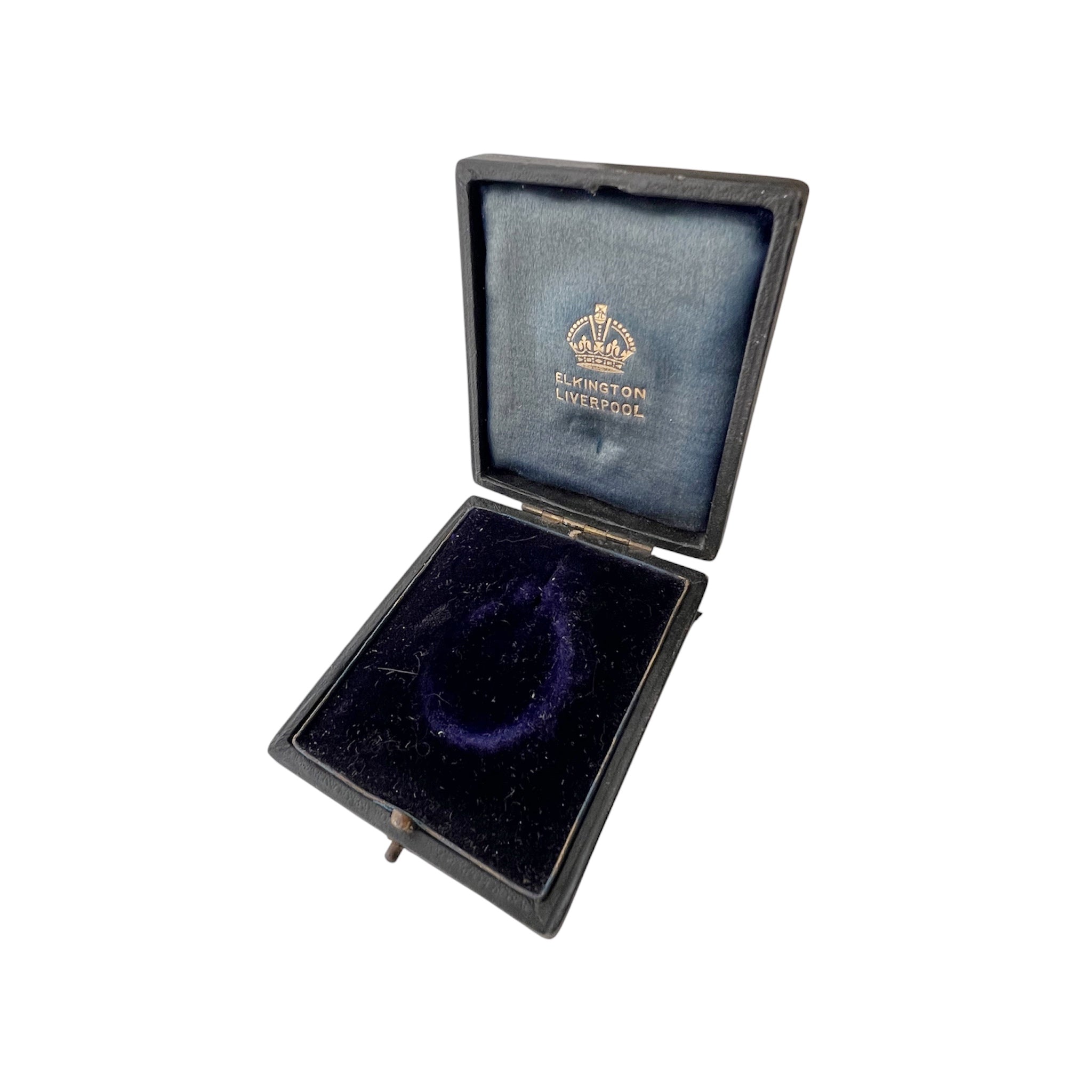 Antique Elkington Liverpool Jewellery Case Blue Velvet Medal Display