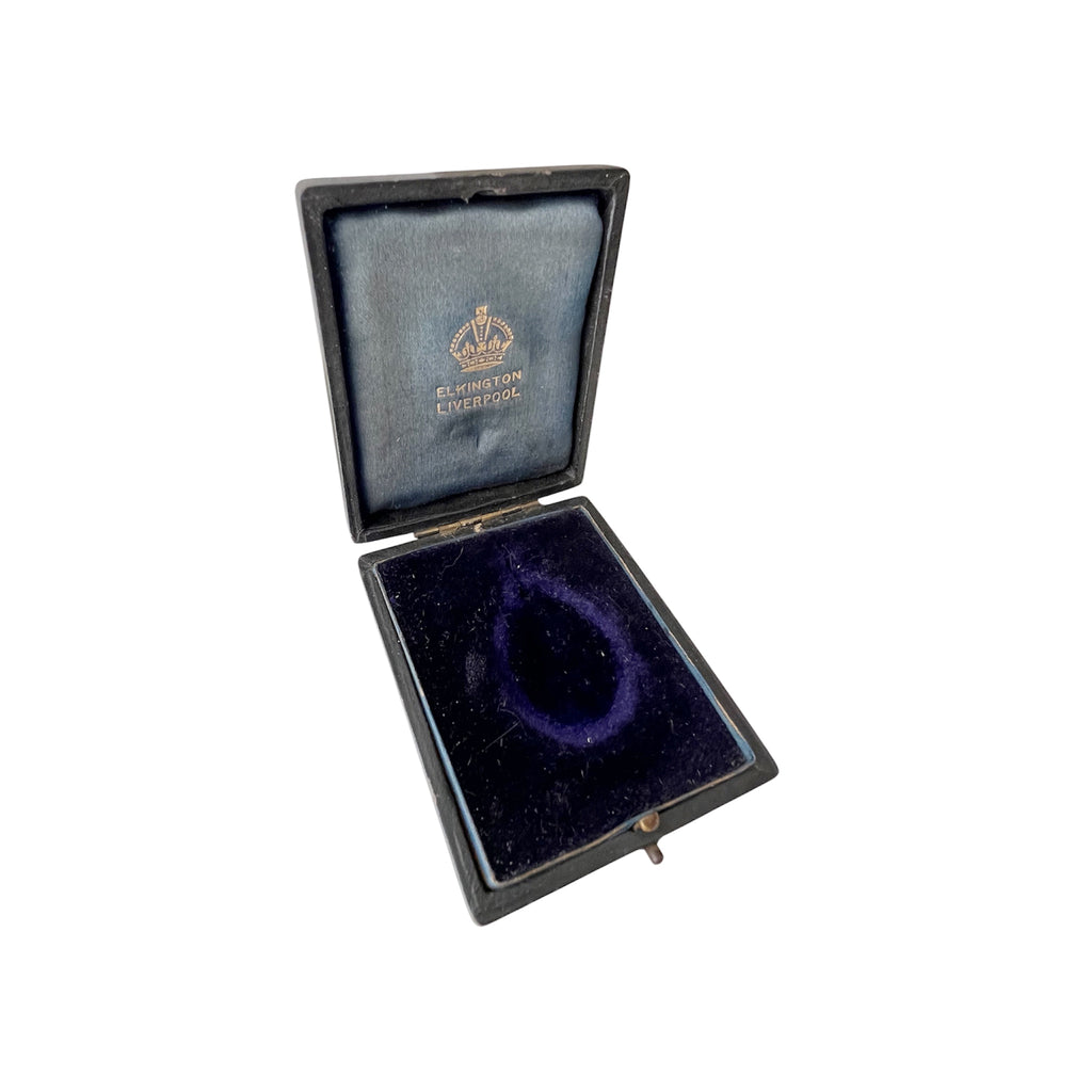 Antique Elkington Liverpool Jewellery Case Blue Velvet Medal Display