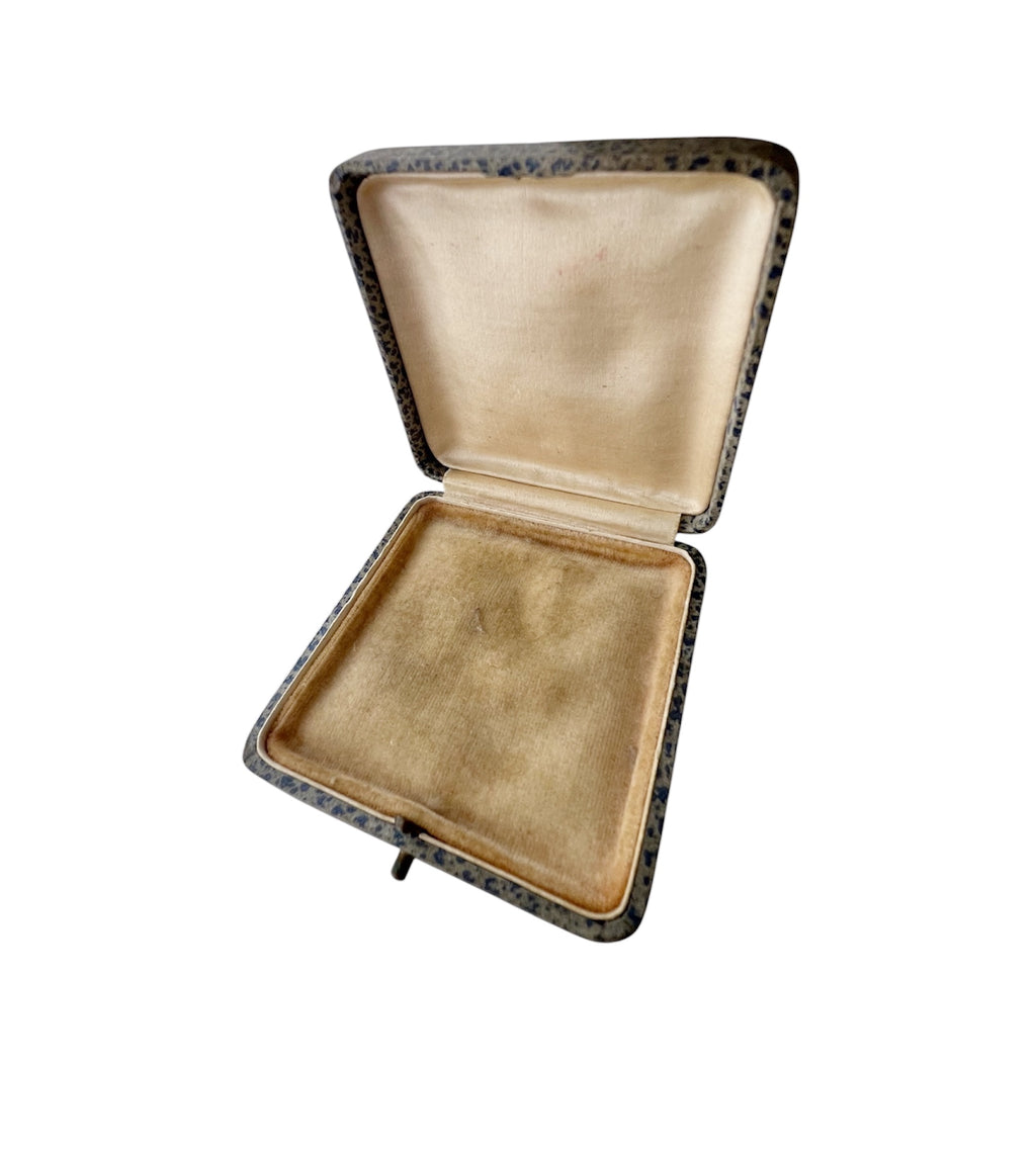 Antique Patterned Leather Jewellery Case Cream Velvet Interior