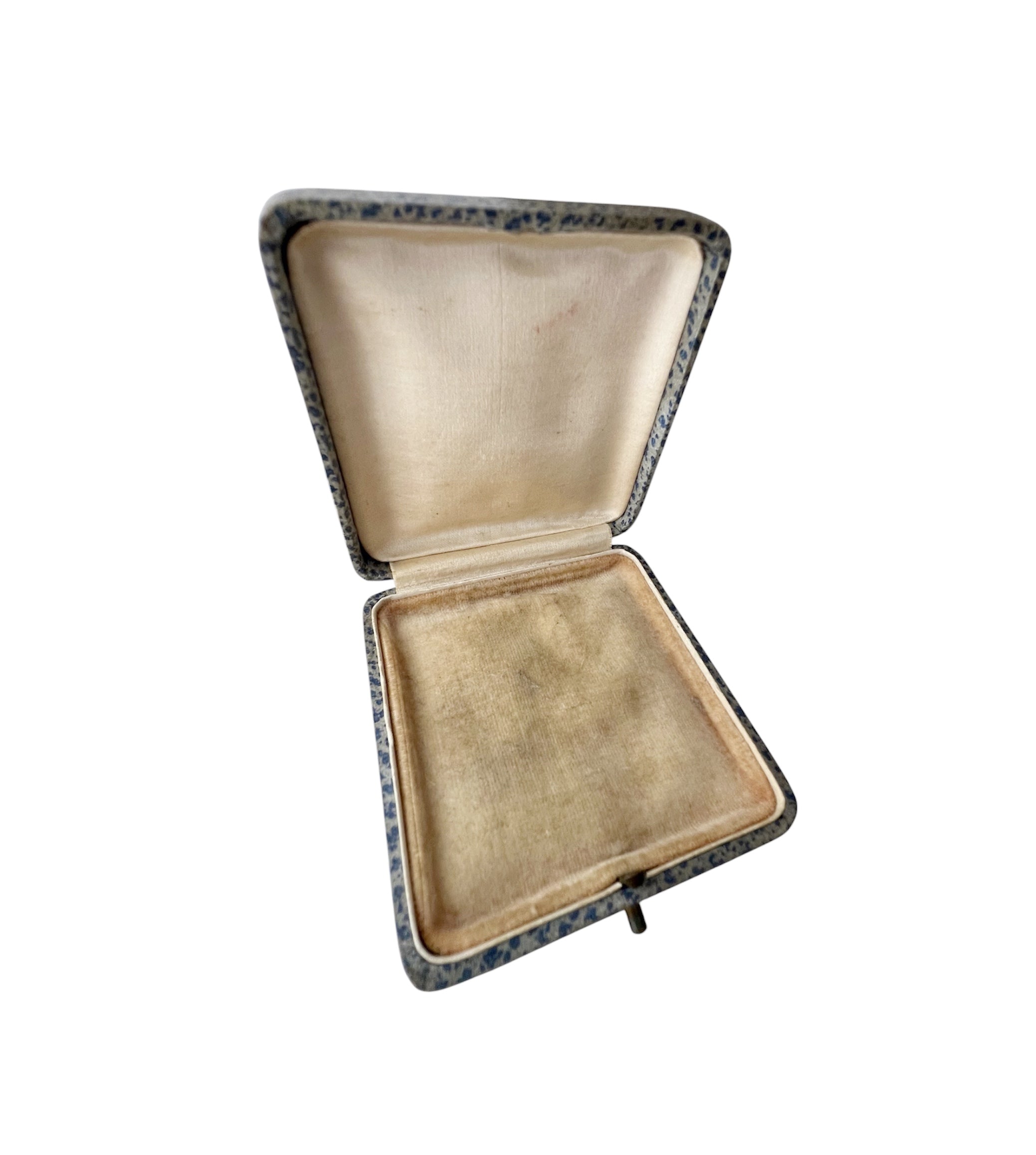 Antique Patterned Leather Jewellery Case Cream Velvet Interior