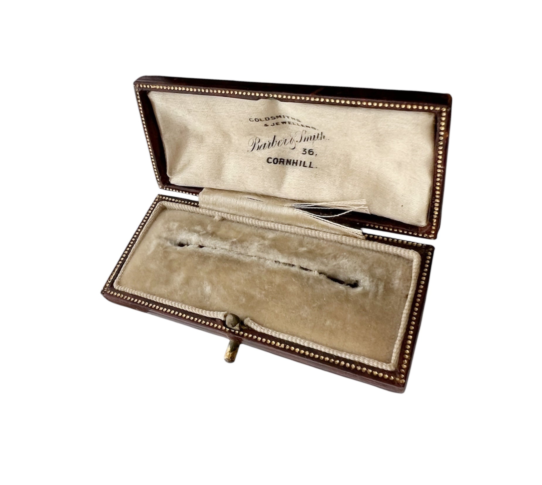 Victorian Leather Bar Brooch Case Barber & Smith 36 Cornhill