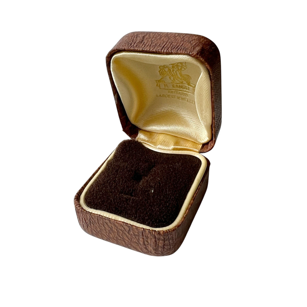 Antique H. Samuel Ring Box – Brown Velvet Presentation Case