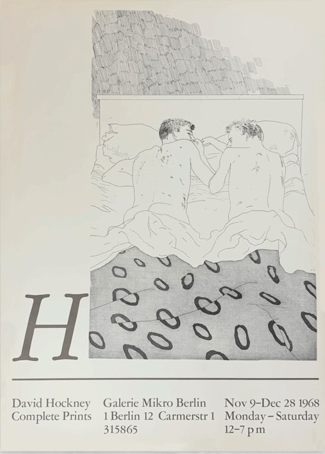 David Hockney - "Two Boys Aged 23 or 24". Original Exhibition Museum Poster.