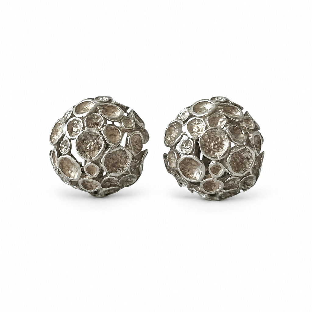 Vintage 835 Silver Modernist Clip-On Earrings.