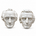Vintage Keramos Wien Goethe Schiller Porcelain Wall Busts, Austrian Literary Plaques