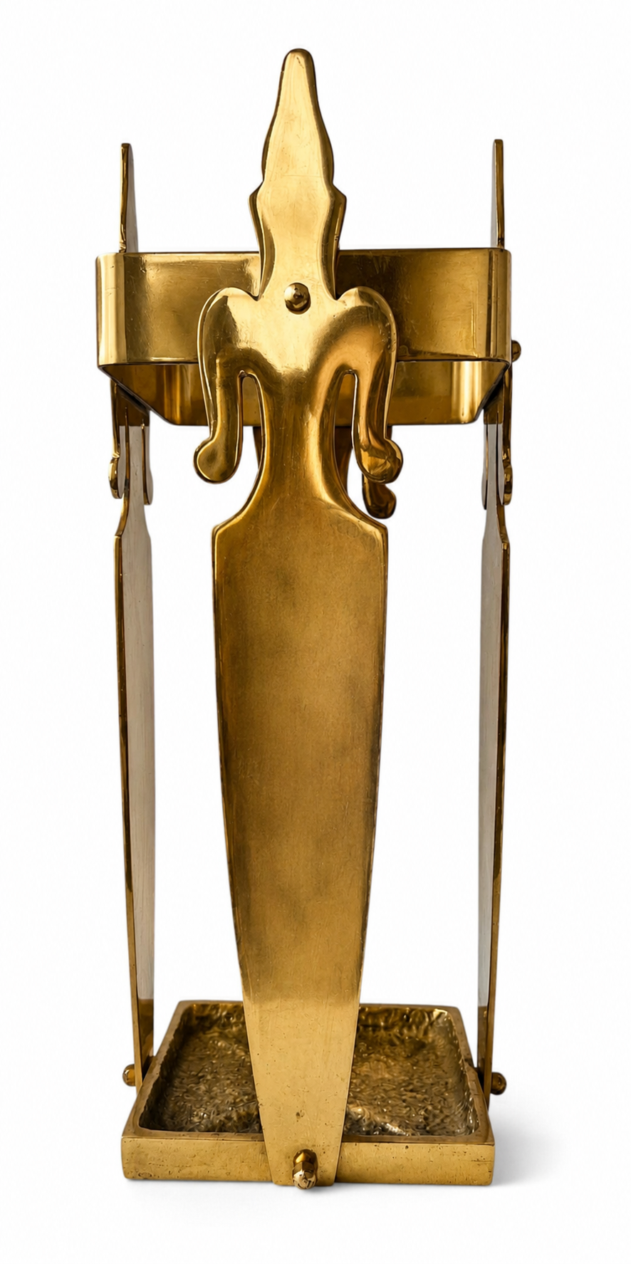Vintage Brass Umbrella Stand, Mid Century Brass Cane Holder With Ornamental Figurines