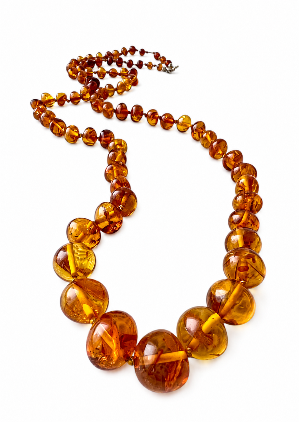 Vintage Baltic Amber Necklace With Graduated Honey Cognac Beads