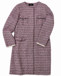 Weekend Max Mara Tweed Coat Jacket Collarless Burgundy Cotton Blend Italy 44 / UK 16