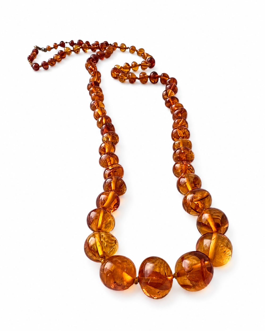 Vintage Baltic Amber Necklace With Graduated Honey Cognac Beads