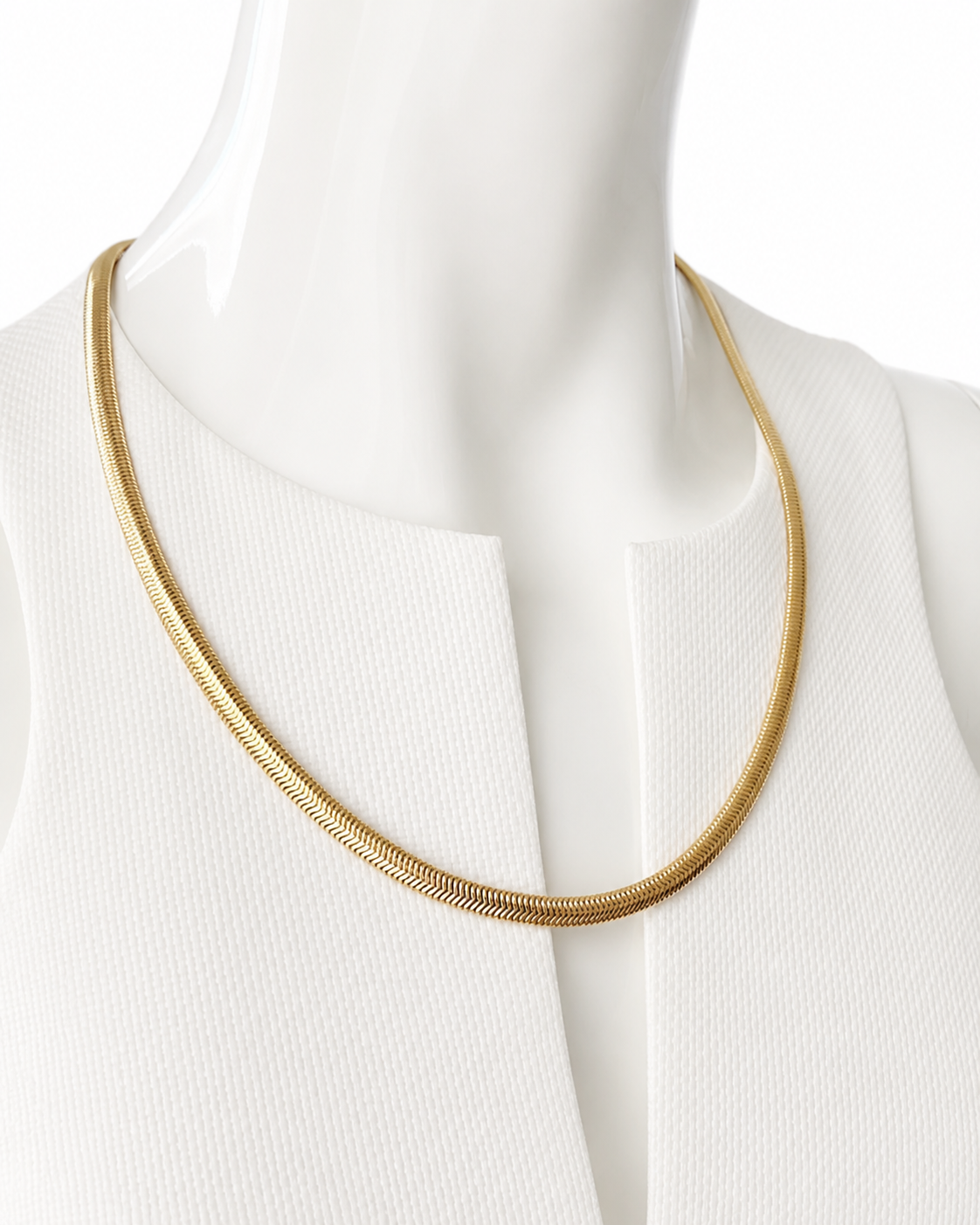 1980s Monet Gold Plated Herringbone Chain Necklace, Vintage Statement Collar Necklace