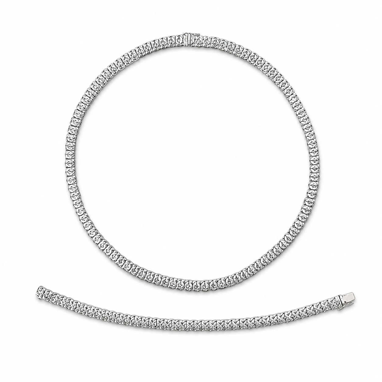 Vintage Silver Rhodium Plated  Set of Necklace and Bracelet.
