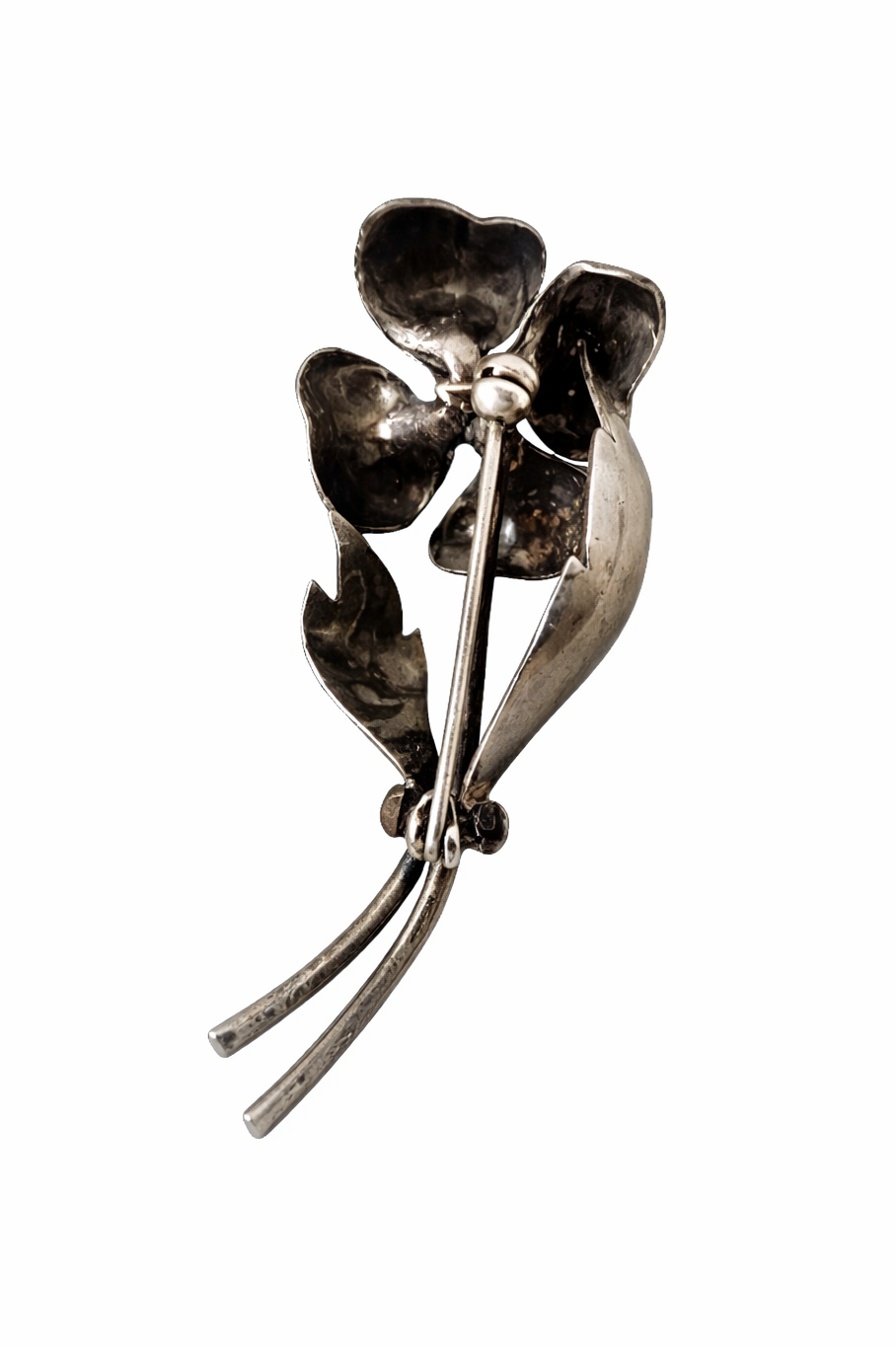 Vintage Silver Flower Brooch, Floral Pin, European Silver Lapel Brooch