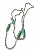 Vintage 835 Silver & Green Jade Necklace