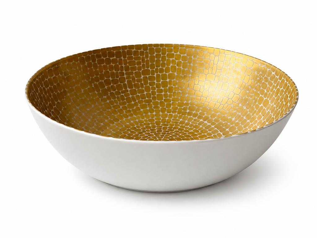 Rare Emilio Pucci Rosenthal Studio Line Metropol Gold Pebble Porcelain Bowl, Germany 1960s