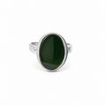 Vintage 835 Silver & Jade Ring. UK Size: N