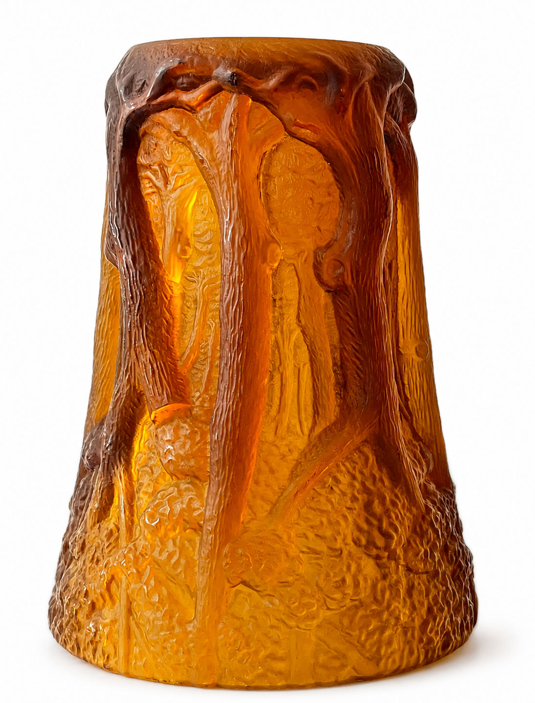 Art Deco Barolac Glass Vase, Josef Inwald Dans La Forêt 11589, Czech Pressed Glass