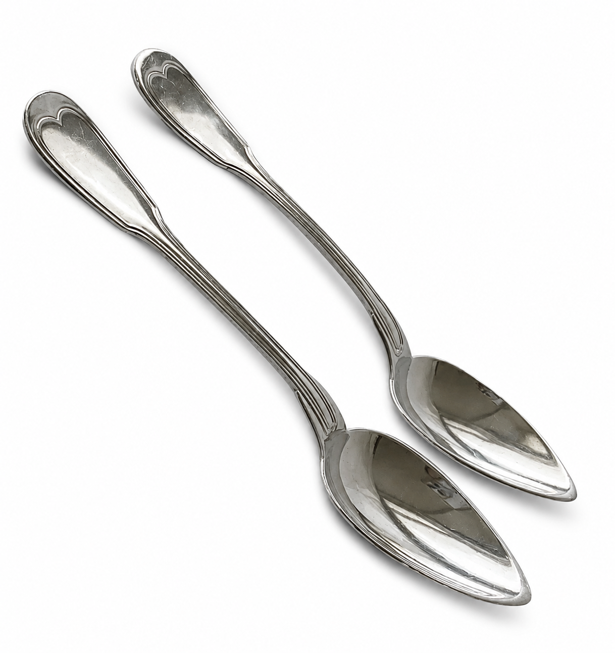 Set of 6 Christofle Silver-Plated Dinner Spoons: Chinon Fiddle Pattern, c.1900 French Elegance