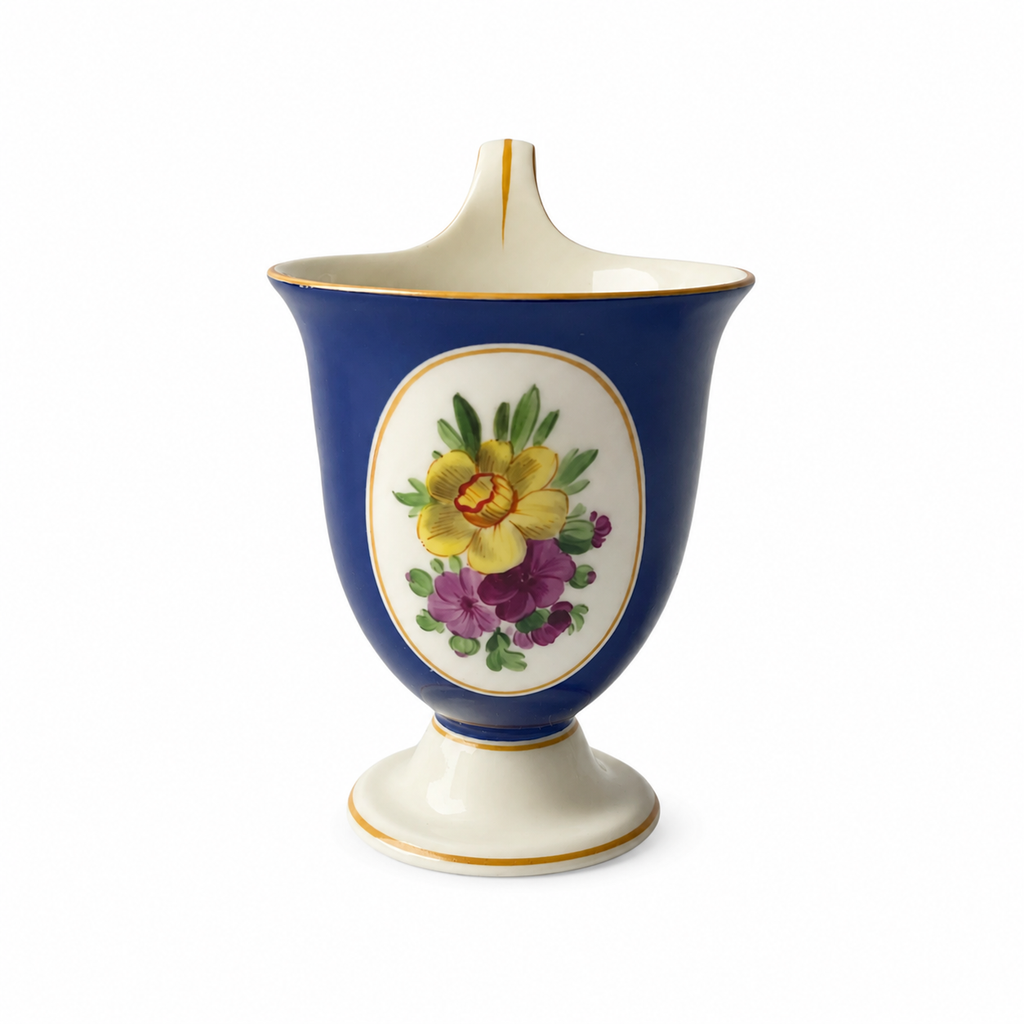 Antique KPM Berlin Cobalt Blue Chocolate Cup, Hand Painted Floral Porcelain, Circa 1890–1910