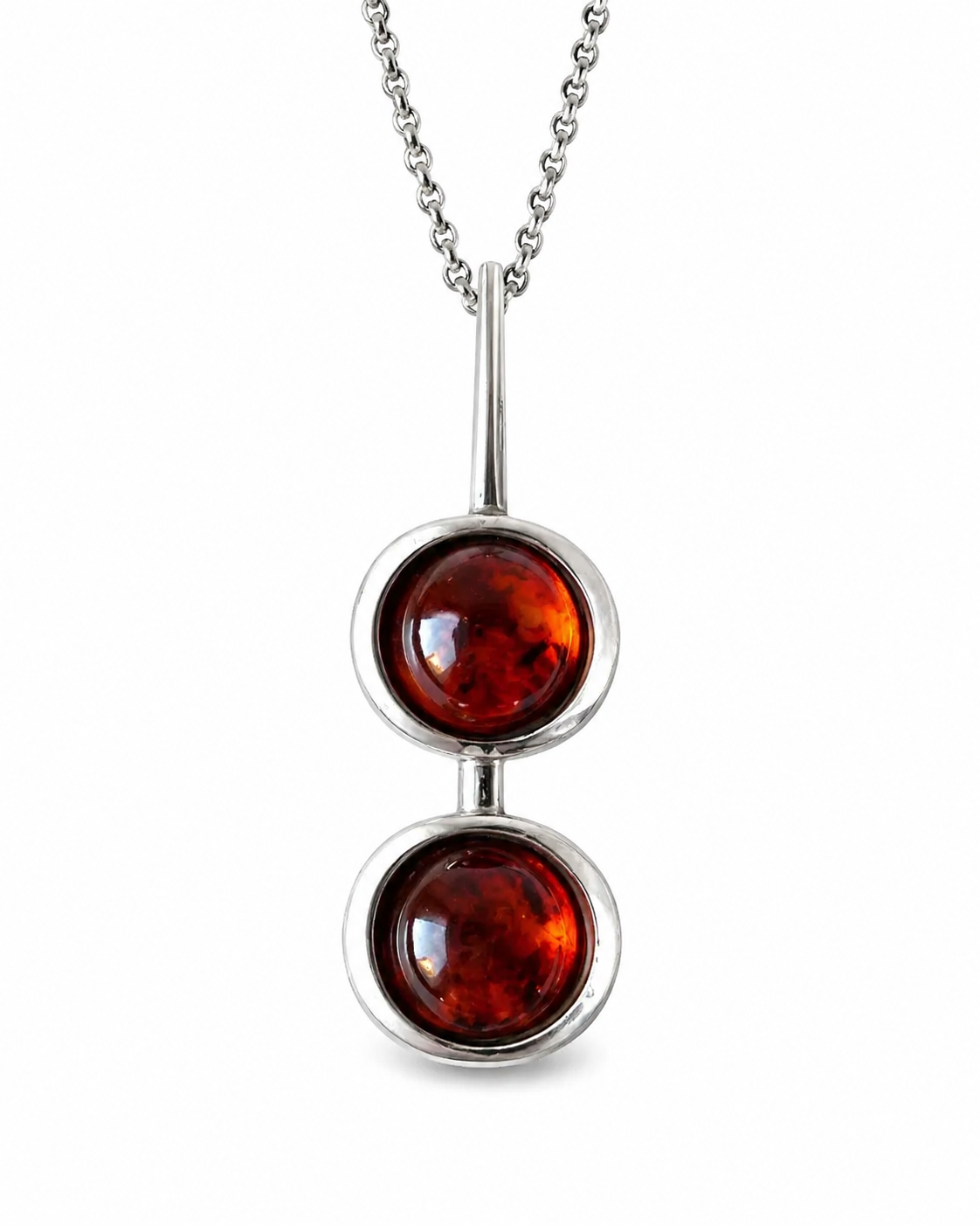 Vintage Baltic Amber Pendant Necklace, Sterling Silver, Danish Modernist, Niels Erik From