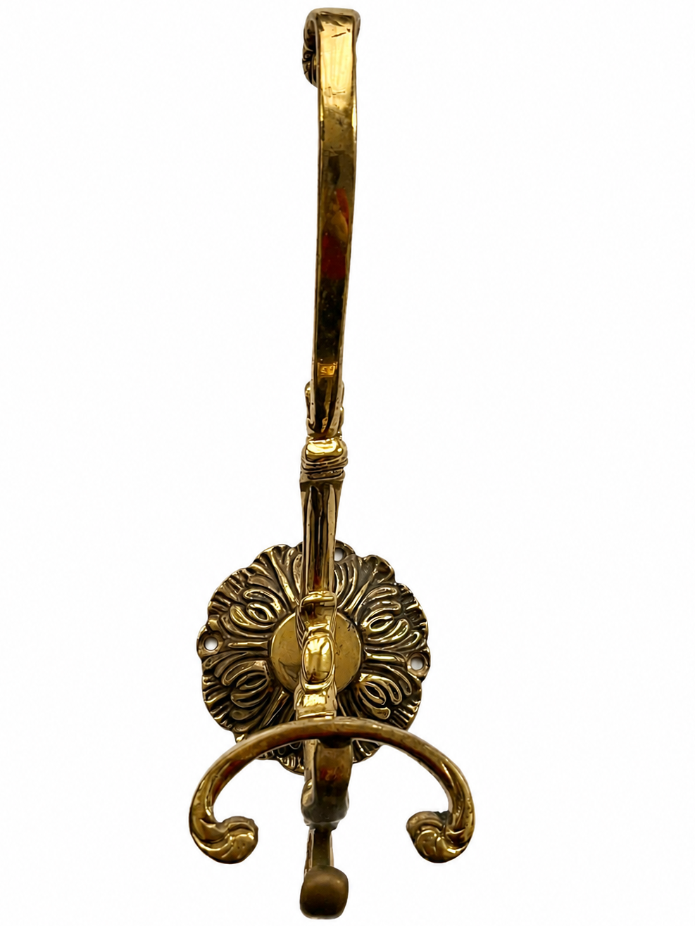 Set Of 3 Large Ornate Brass Wall Hooks, Vintage Coat Hangers