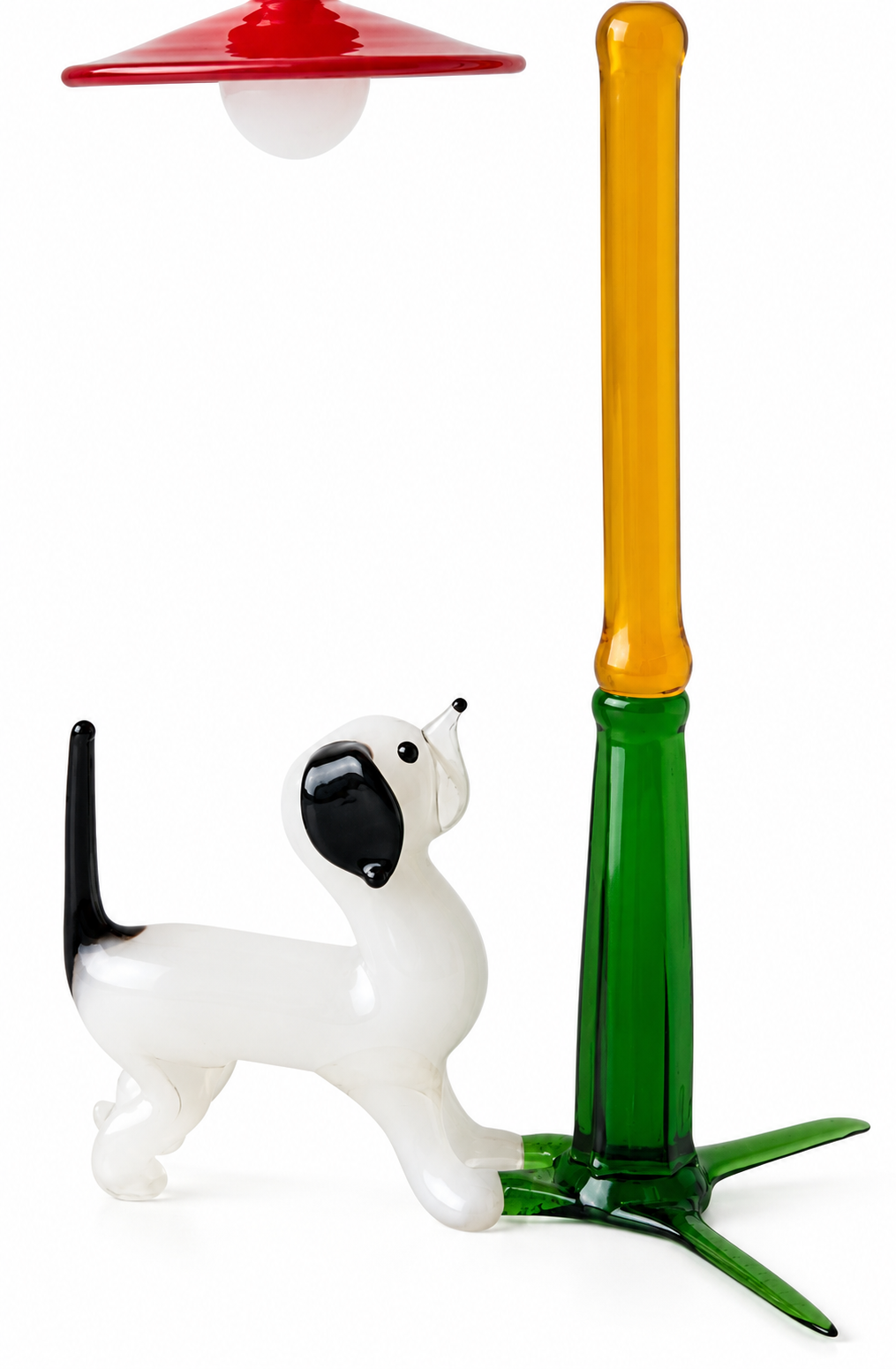 Lauscha Glass Figurine, Early 20th Century Cat Dog Streetlamp German Art Glass