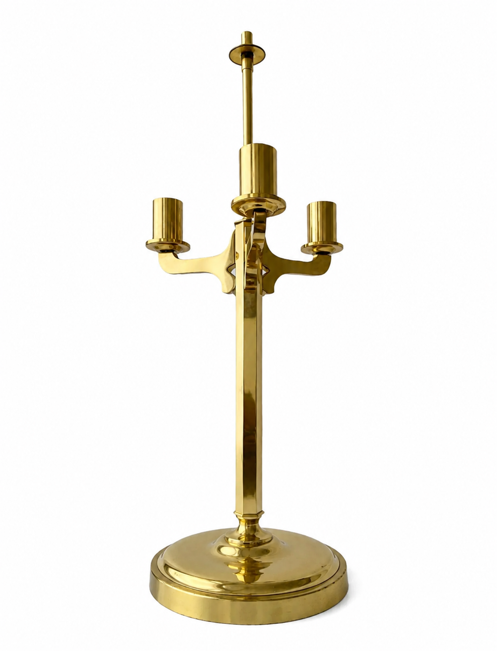 Vintage West German Three Arm Brass Table Lamp, Mid Century Lighting