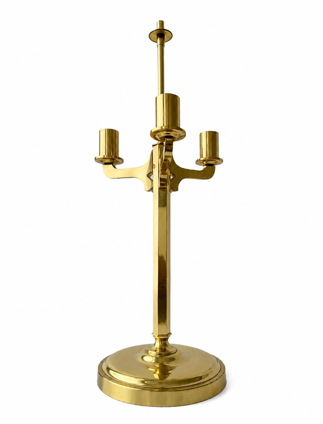 Vintage West German Three Arm Brass Table Lamp, Mid Century Lighting
