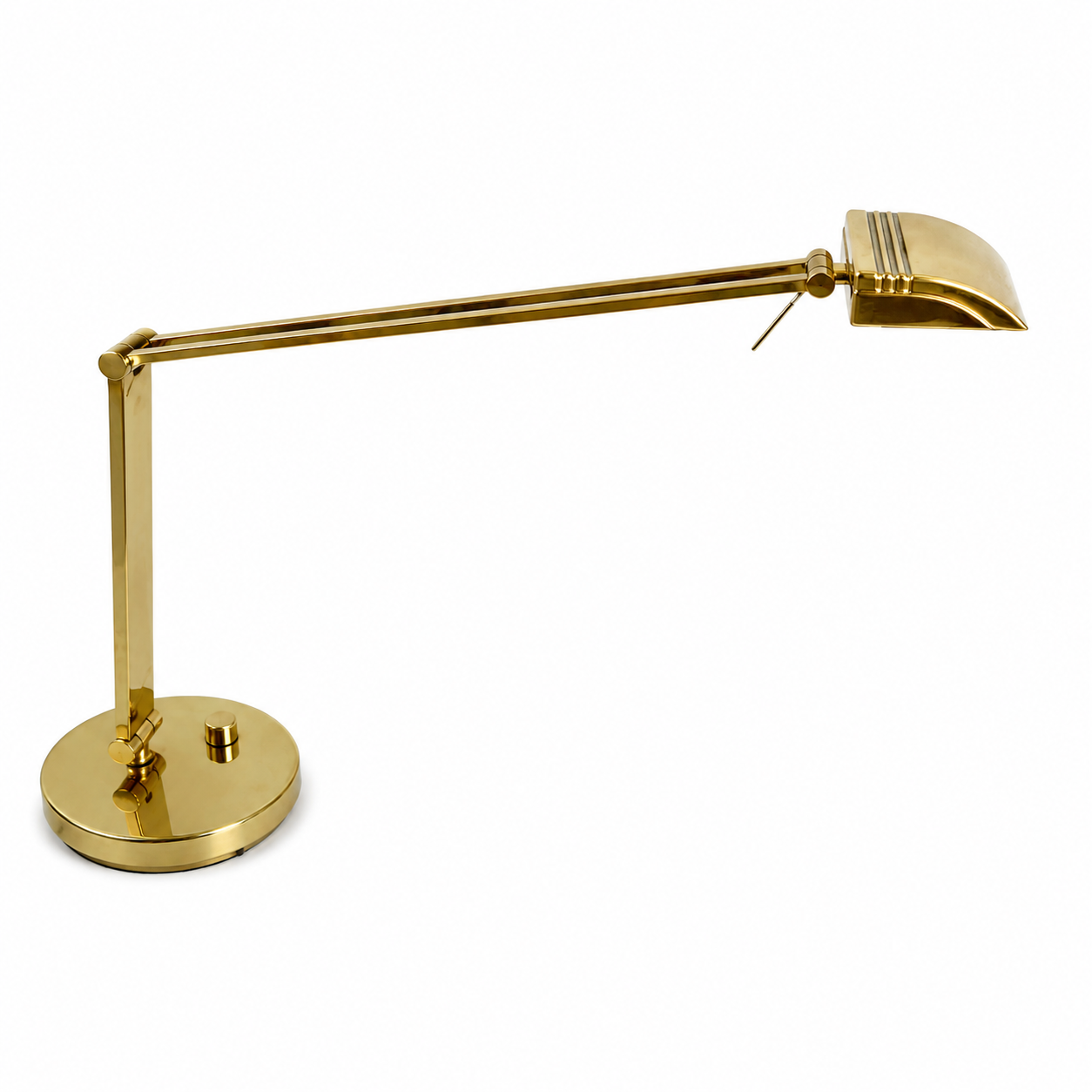 Vintage Hillebrand Brass Desk Lamp, German Adjustable Halogen Architect Lamp, 1970s–1980s