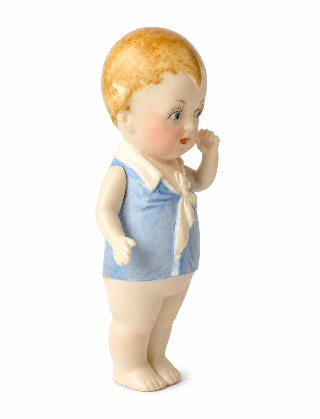 Antique German Bisque Porcelain Sailor Child Doll Figure Thuringia 1890s 12.5 cm