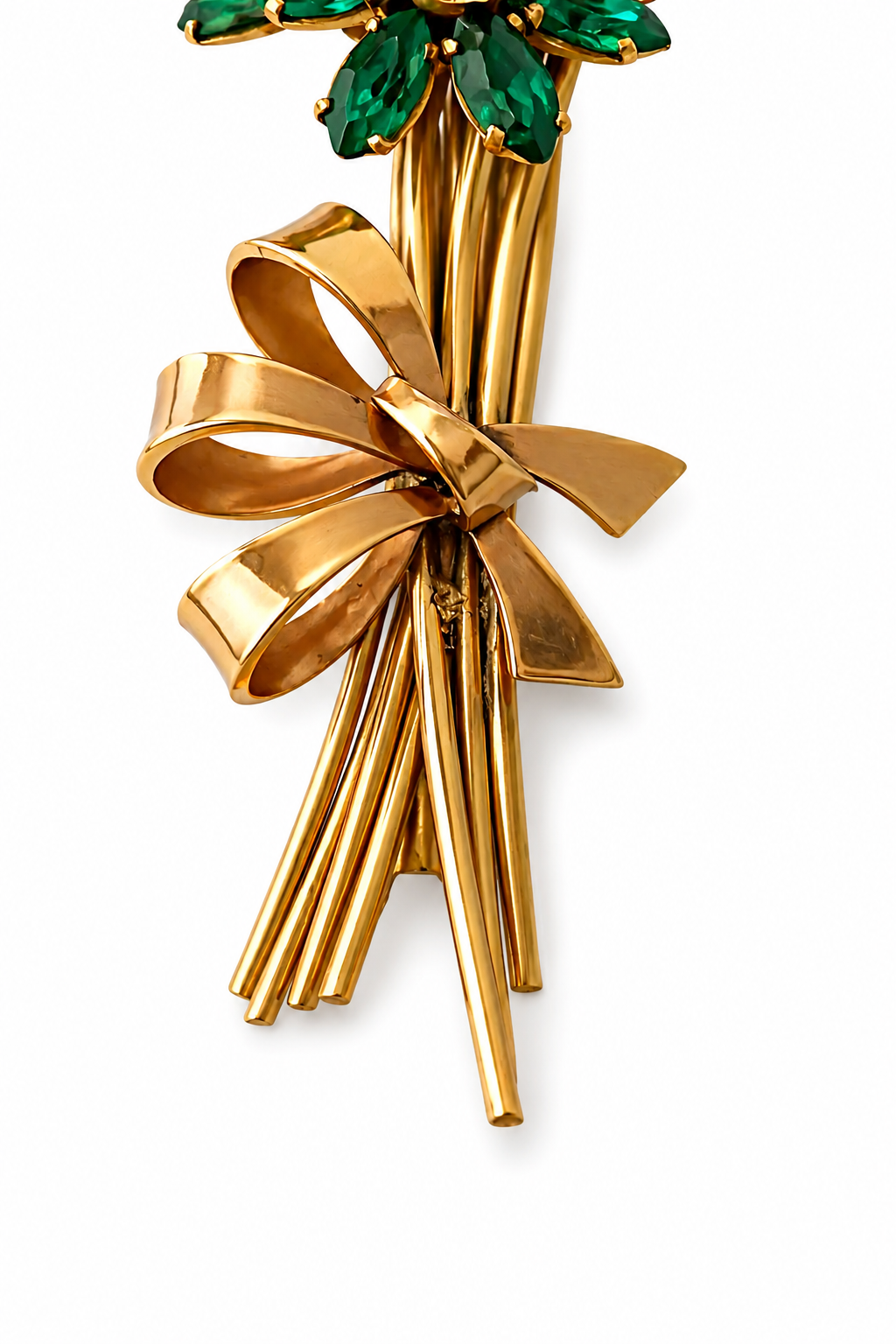 Art Deco Vintage Rhinestone Brooch – Floral Bouquet Pin with Trombone Clasp